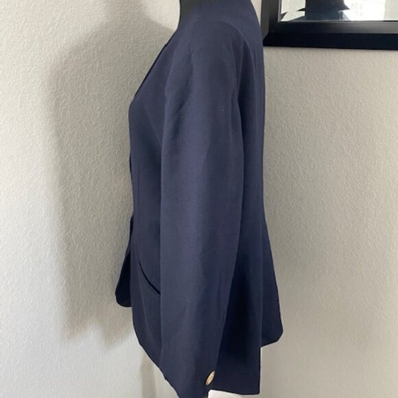 VINTAGE Christian Dior Navy Blue Gold Button Wool Blazer Jacket Sz XL 18 - Picture 6 of 13